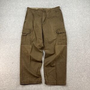 Vintage y2k Old Navy Cargo Baggy Wide Leg Skater Pants 36x30 Olive Army Green